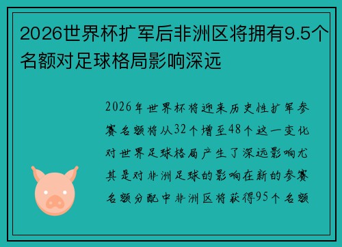 2026世界杯扩军后非洲区将拥有9.5个名额对足球格局影响深远